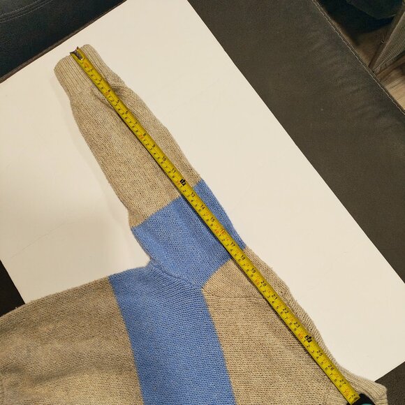 Aerie Oh Snow Soft Mock Neck Sweater Grey Blue Colorblock Size Small Pullover - Picture 6 of 6